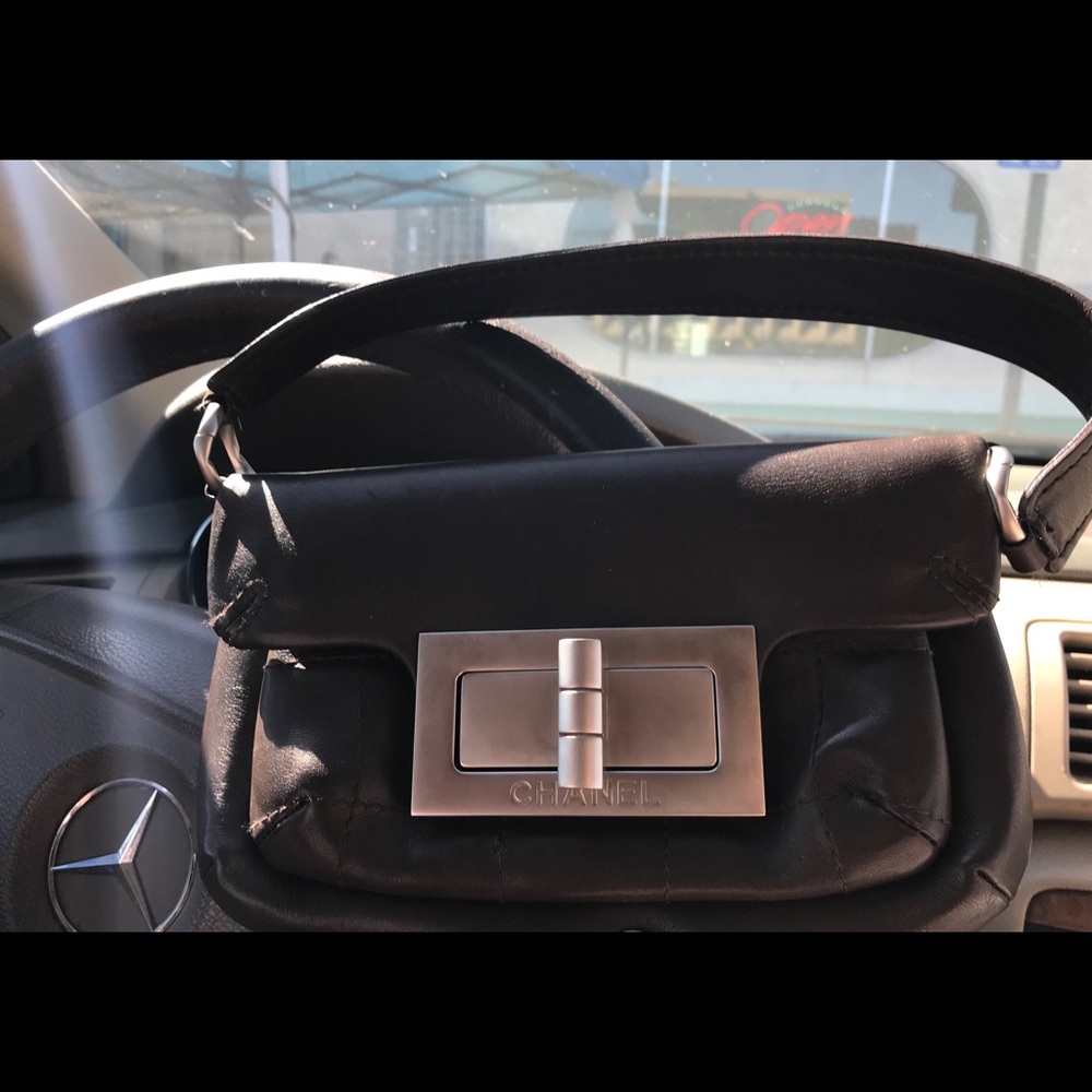 CHANEL shoulder small brown purse authentic